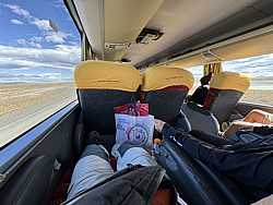 Pasando en bus desde El Calafate a Chile