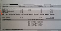 Fotografía: Factura de agua bonificada por consumo responsable